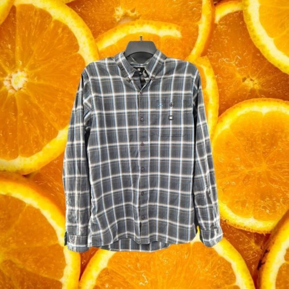 DC Plaid Button Up Shirt Blue/Black/White Size Medium - Picture 1 of 4